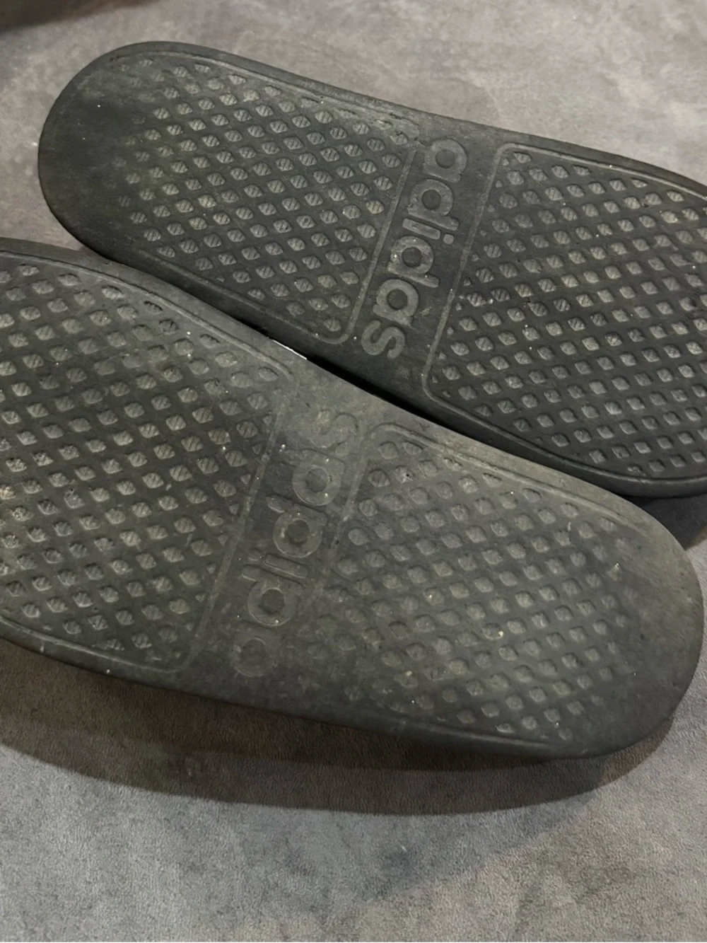 adidas Adilette Aqua Black Slide Sandals with White Stripe Accents - Picture 7 of 7